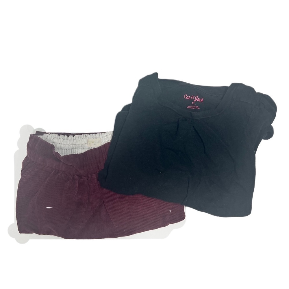 Crewcuts old navy girls 6-7 bundle black top maroon cord skirt fall winter